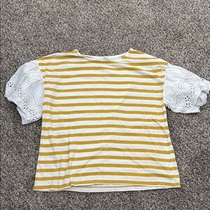 Yellow and White Striped Short Sleeve Top